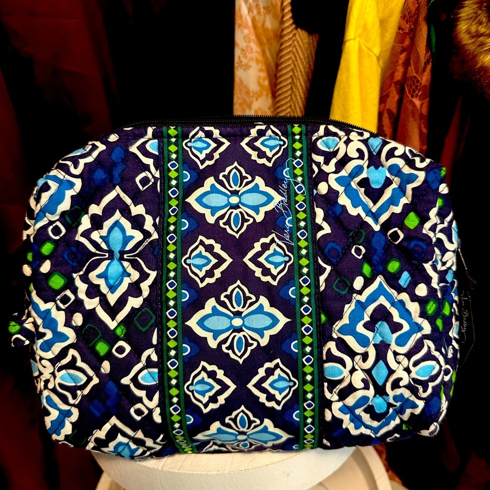 Vera Bradley Blue and Green Patterned Cosmetic Bag